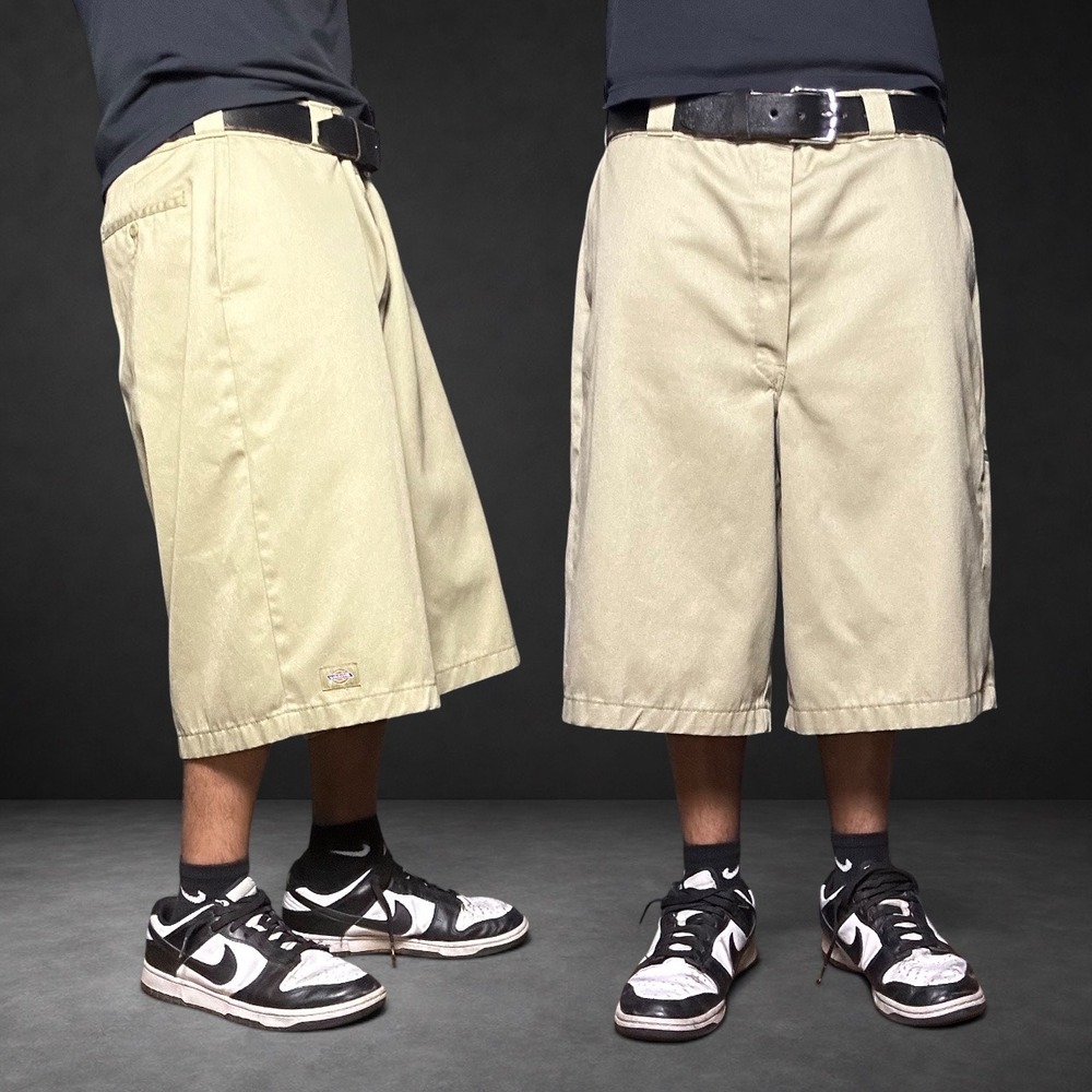 Dickies Loose Fit Baggy Skater Work Shorts Khaki Tan Size 42 Y2K 90s Retro